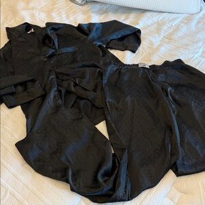Black Satin Pajama Set